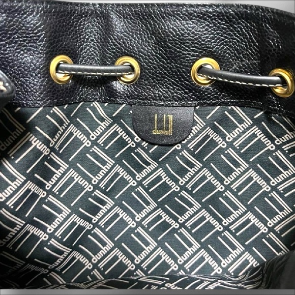 Dunhill Vintage Black Leather Drawstring Bucket Bag Gold Hardware - Picture 9 of 12